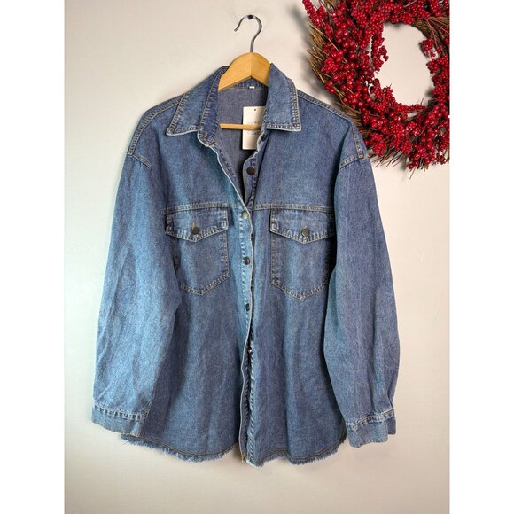66. Denim on Denim Womens Buttons Shirt Sz LARGE- Bootcut Jean Sz 31 Chambray - Picture 11 of 16